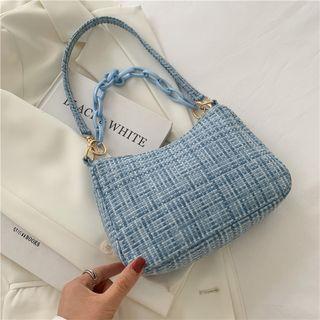 Plaid Acrylic Chain Shoulder Bag