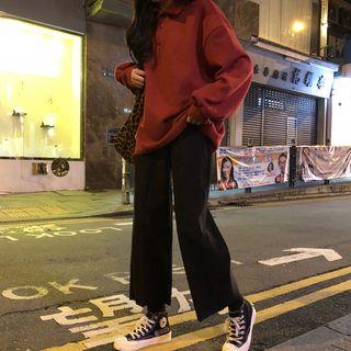 Plain Hoodie / Crop Wide Leg Pants