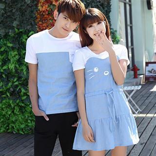 Couple Print T-shirt / A-line Dress