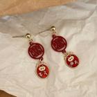 Chinese Characters Ox Dangle Earring 1 Pair - Silver - One Size