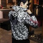 Embroidered Patterned Zip-up Hoodie (ivory) L