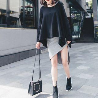 Set: Crew-neck Tank Dress + Crew-neck Long-sleeve T-shirt