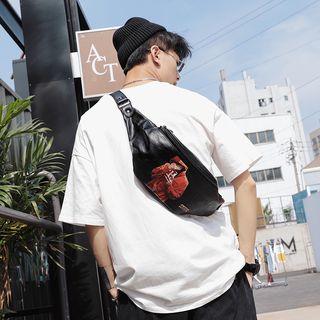 Printed Faux Leather Belt Bag Black - One Size