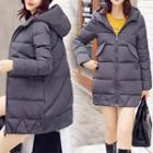 Plain Long Hooded Padded Coat