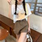 Short-sleeve Print T-shirt / High-waist Short