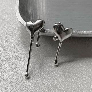 Non-matching Heart Earrings 1 Pair - Eh1090 - Silver - One Size