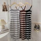Striped Two-tone Knit Strap Dress