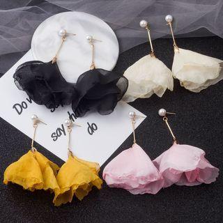 Faux Pearl Mesh Petal Dangle Earring