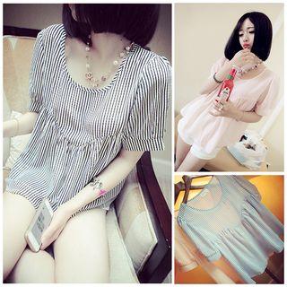Pinstriped Short Sleeve Top