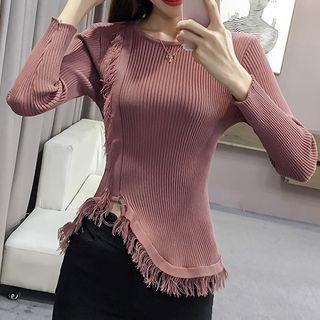 Fringe Trim Knit Top