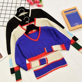 Color Block Crop Sweater