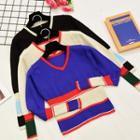 Color Block Crop Sweater