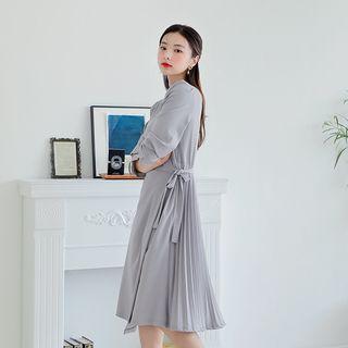 Pleat-back Surplice-wrap Dress