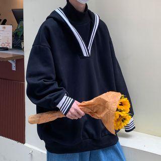 Mock-neck Stripe Trim Sweatshirt