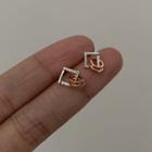 Geometric Sterling Silver Ear Stud 1 Pair - Silver & Gold - One Size