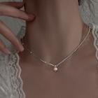 Sterling Silver Faux Pearl Necklace 1pc - Silver - One Size