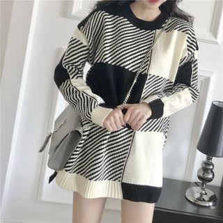 Long Sleeve Pattern Knit Top As Shown In Figure - One Size