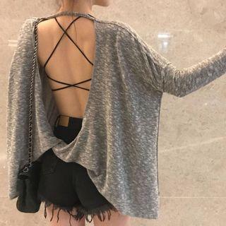 Long-sleeve Open Back T-shirt / Strappy Cami Top