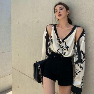 Mock Two Piece Floral Print Blouse