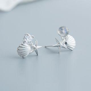 925 Sterling Silver Moonstone Shell Earring 1 Pair - S925 Silver - One Size