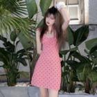 Heart Print Slim-fit Overall Dress