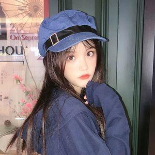 Belt Denim Newsboy Cap