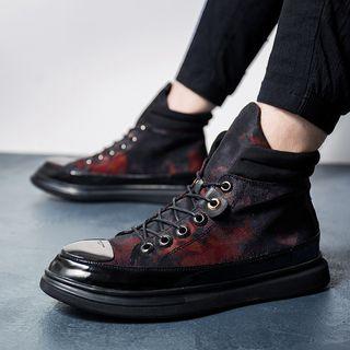 High-top Dye Metal Applique Sneakers