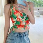 Sleeveless Floral Print Cropped Top As Figure - One Size