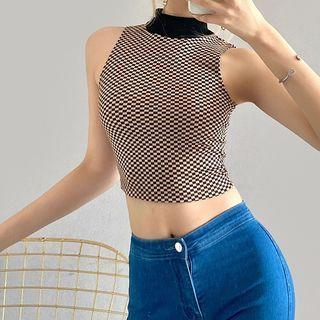 Halter Checkerboard Crop Top