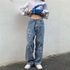 Cross Applique Loose Fit Jeans