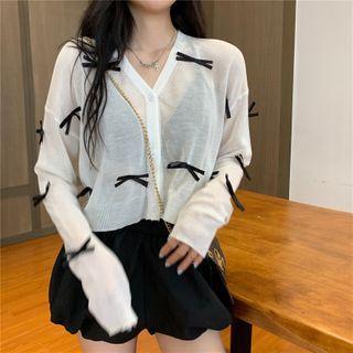 Bow Light Cardigan As Shown In Figure - One Size