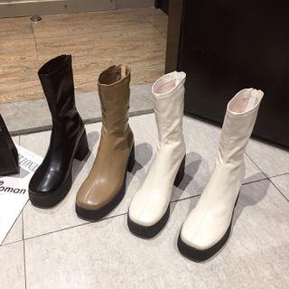 Platform Block-heel Mid-calf Boots