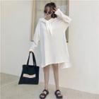 High-low Hoodie Dress White - One Size