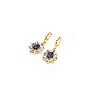 Flower Rhinestone Alloy Dangle Earring 1 Pair - E4530 - Blue & White - One Size