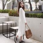 Tie-waist Dot Chiffon Midi Shirtdress