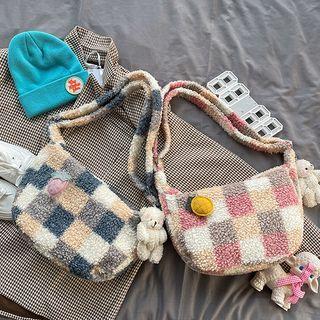 Checkered Fleece Mini Crossbody Bag