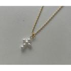Faux-pearl Cross Necklace Gold - One Size