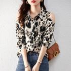 Cold-shoulder Print Chiffon Shirt