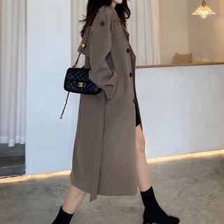 Notch Lapel Double-breasted Midi Trench Coat