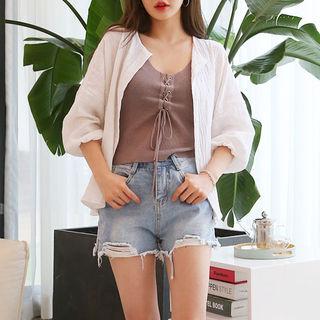 Round-neck Balloon-sleeve Shirt