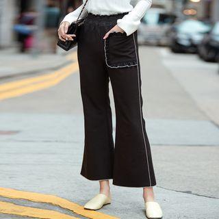 Elastic Waist Bell-bottom Pants