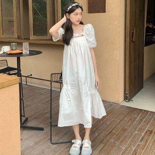 Spaghetti Strap Midi Shift Dress White - One Size