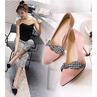 Ribbon Accent Pointed-toe Heel Pumps