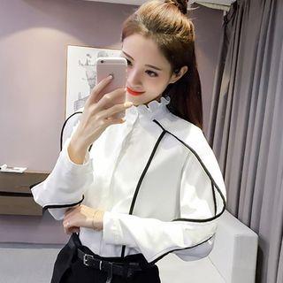 Frill Collar Panel Long-sleeve Blouse