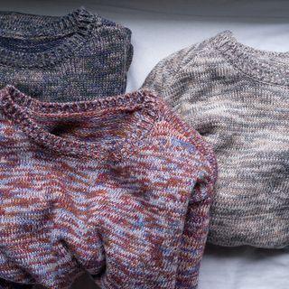 Round-neck Melange Knit Sweater
