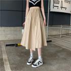 High-waist Drawstring Pocket-detail A-line Midi Skirt