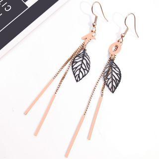 Lettering Leaf & Bar Fringed Earring As Shown In Figure - One Size