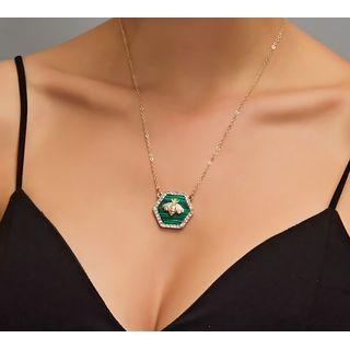 Rhinestone Bee Necklace 01 - Dz054 - Gold - One Size