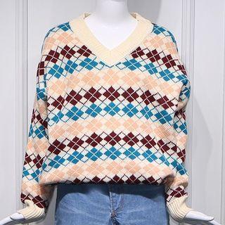 Jacquard Sweater / Wide-leg Jeans