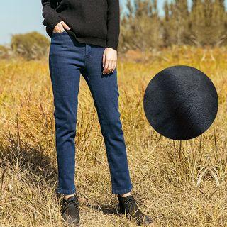 Crop Slim Fit Jeans Dark Blue - One Size